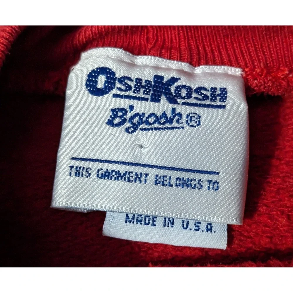Vtg Osh Kosh B'gosh Red Sweatshirt Bear Girls 2T‎ Shirt Embroidered Heart 1990's